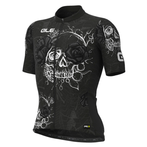 ALÉ Cyklistický dres s krátkým rukávem - SKULL - bílá/černá