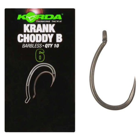 Korda háčky krank choddy hook barbless - velikost 6