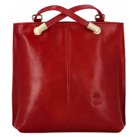 Dámská kožená batůžko-kabelka Vera Pelle Amelia - červená
