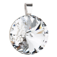 Stříbrný přívěsek s krystaly Preciosa bílý kulatý-rivole 34071.1 crystal