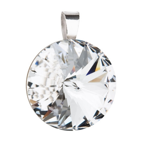 Stříbrný přívěsek s krystaly Preciosa bílý kulatý-rivole 34071.1 crystal