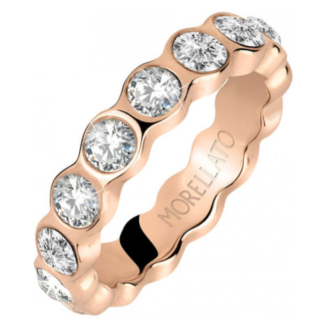 Morellato Pozlacený ocelový prsten s čirými krystaly Cerchi SAKM39