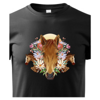 Dětské tričko pro milovníky koní - kůň s květinami