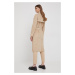 Kožený kabát Calvin Klein dámský, béžová barva, přechodný