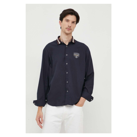 Košile Armani Exchange pánská, tmavomodrá barva, relaxed, s klasickým límcem