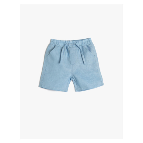 Koton Linen Shorts Pocket Elastic Tie Waist