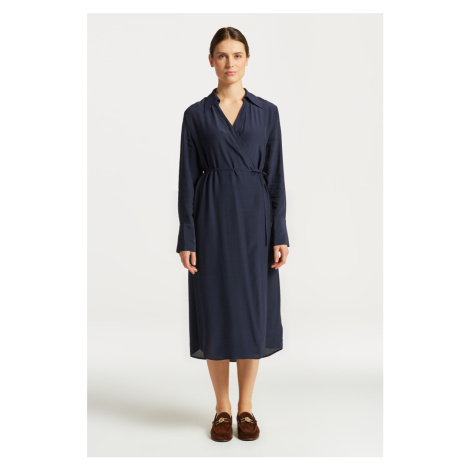 ŠATY GANT REG WRAP DRESS EVENING BLUE