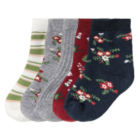 lupilu® Dívčí termo ponožky, 5 párů (pruhy / bílá / červená / navy modrá / šedá)