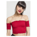 Urban Classics Ladies Cropped Cold Shoulder Smoke Top fire red
