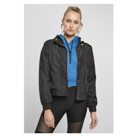 Ladies Oversized Shiny Crinkle Nylon Jacket - black Urban Classics