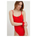 Jednodílné plavky Calvin Klein červená barva, měkký košík, KW0KW02475