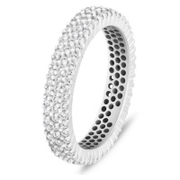Brilio Silver Blyštivý stříbrný prsten s čirými zirkony RI117W