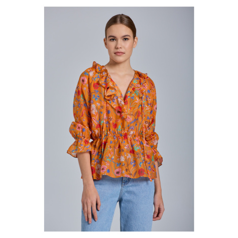 KOŠILE GANT D2. WILD FLORAL FLOUNCE BLOUSE oranžová