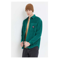 Manšestrová košile Tommy Jeans zelená barva, relaxed, s klasickým límcem, DM0DM18324