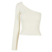 Ladies Short Rib Knit One Sleeve Sweater - whitesand