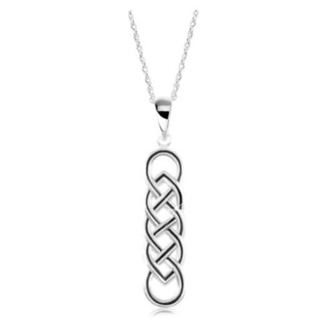 Stříbrný 925 náhrdelník, keltský uzel s černou linií, spirálovitý řetízek Šperky eshop