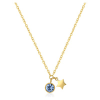 S`Agapõ Pozlacený náhrdelník s krystalem a hvězdou Lucky Light SKT24