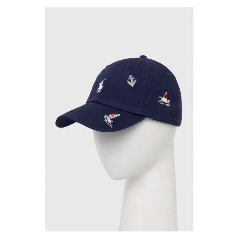 Bavlněná baseballová čepice Polo Ralph Lauren tmavomodrá barva