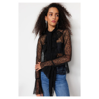 Trendyol Black Flounce Lace Blouse