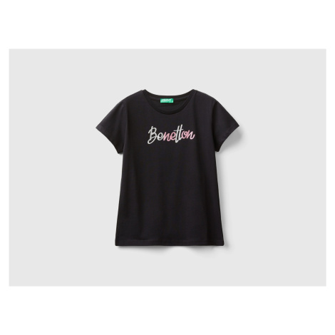 Benetton, T-shirt With Glittery Logo In Organic Cotton United Colors of Benetton