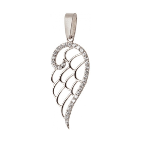 Přívěšek z bílého zlata andělské křídlo se zirkony ZZ0786BF + + dárek zdarma Ego Fashion