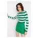 Trendyol Green Crop Základní pruhovaný pletený svetr