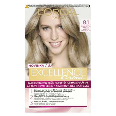 L'OREAL Excellence Creme Barva na vlasy 8.1 Blond světlá popelavá L’Oréal Paris