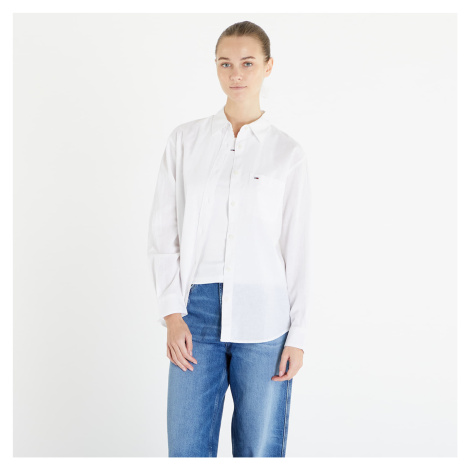 Tommy Jeans Solid Linen Blend Shirt White Tommy Hilfiger