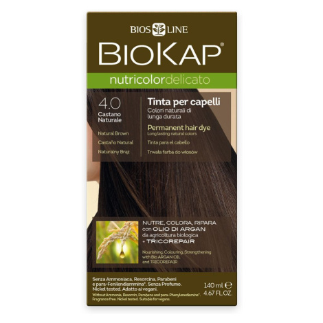 BIOKAP Nutricolor Delicato 4.0 Hnědá přirozená barva na vlasy 140 ml