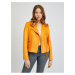 Oranžová dámská koženková bunda v semišové úpravě ORSAY