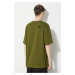 Bavlněné tričko The North Face M S/S Essential Oversize Tee zelená barva, s aplikací, NF0A87NRPI