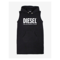 Černé holčičí mikinové šaty s kapucí Diesel