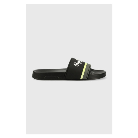 Pantofle Pepe Jeans SLIDER pánské, černá barva, PMS70123