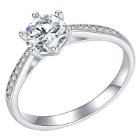 GRACE Silver Jewellery Stříbrný prsten Giulia 0,8 ct MOISSANITE + CERTIFIKÁT P-MSR004/54 GRA 618