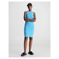 Calvin Klein dámské modré šaty HALTERNECK KNITTED DRESS
