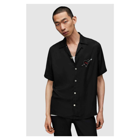 Košile AllSaints VENDETTA pánská, černá barva, regular
