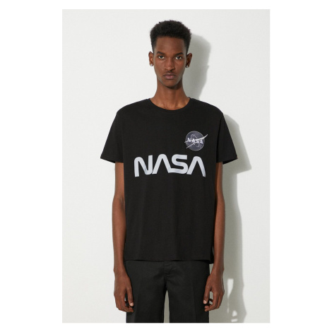 Bavlněné tričko Alpha Industries x NASA černá barva, s potiskem, 178501.03-black