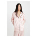 DEFACTO Fall In Love Striped Long Sleeve Satin Pajama Set