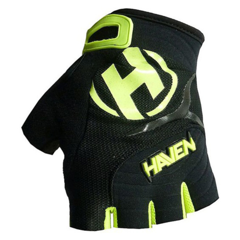 HAVEN Cyklistické rukavice krátkoprsté - DEMO KIDS - černá/zelená