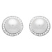 Gaura Pearls Stříbrné náušnice s 9.5-10 mm perlou a zirkony Betanie, stříbro 925/1000 SK15412E B