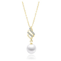 OLIVIE Stříbrný náhrdelník BÍLÁ PERLA GOLD 7521