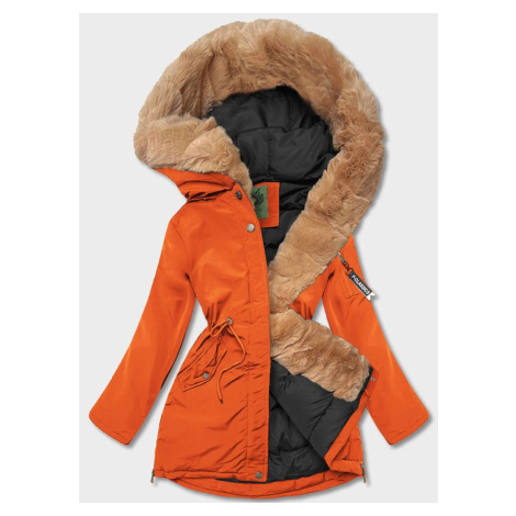 Oranžová dámská zimní bunda parka (CAN-588)