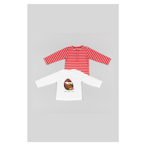 Dětská bavlněná košile s dlouhým rukávem zippy 2-pack červená barva