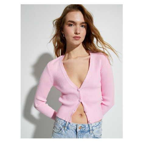 Koton Crop Cardigan Knitwear Ribbed Long Sleeve