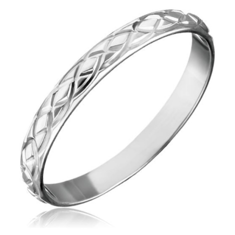 Stříbrný prsten 925 - propletané gravírované slzy Šperky eshop