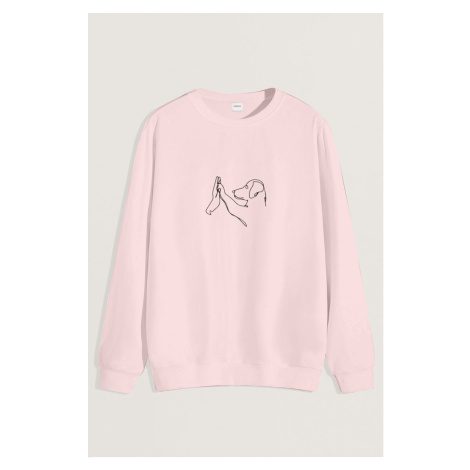 Mikina, Barva Růžová, s Potiskem Dog High Five Hedrix