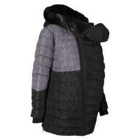 Těhotenský a nosící zimní kabát s potiskem