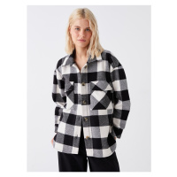 LC Waikiki LCW Casual Plaid Long Sleeve Oversize Women's Shirt Jacket