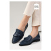 Mio Gusto Ezra Women's Loafers Casual Flat Shoes From Genuine Leather, Navy Blue.