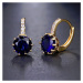 Sisi Jewelry Náušnice Swarovski Elements Bernadette Gold Sapphire E4003-ET-406O Tmavě modrá